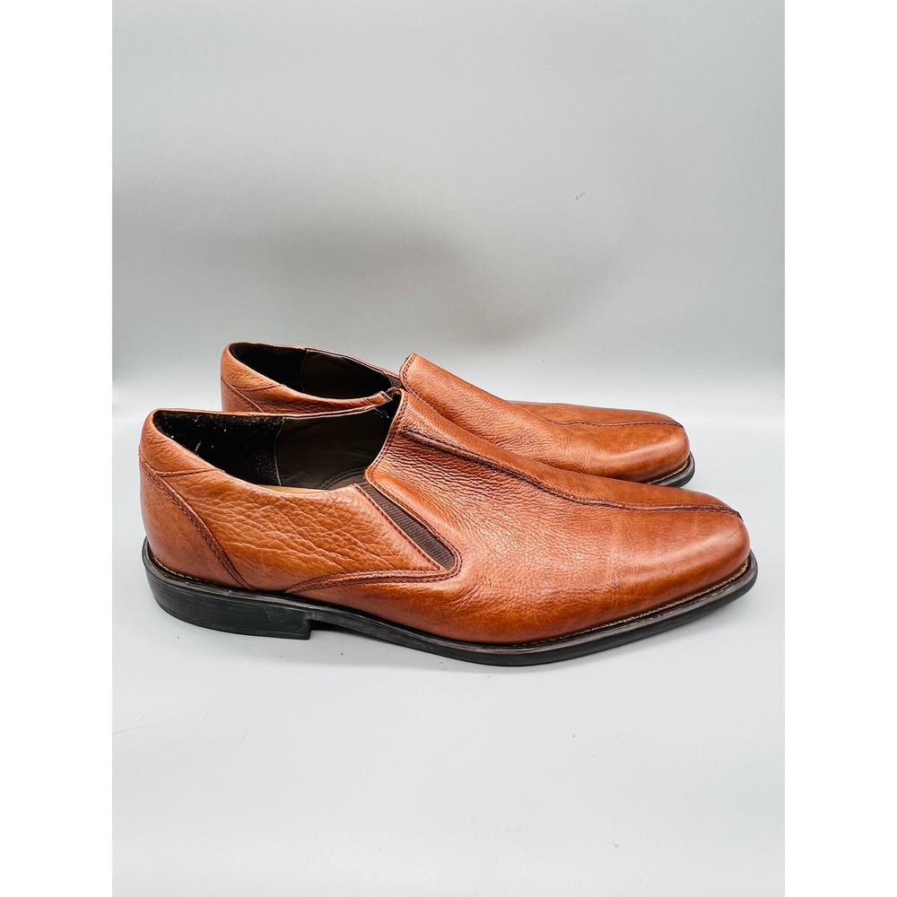 Johnston & Murphy Shoes Mens 13 Brown Leather Loafers Almond Toe Preppy Dress